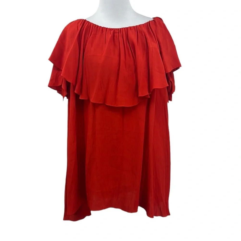 MLM LABEL Red Orange Maison Off Shoulder Dress Women’s XS Ruffle Revolve‎